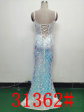 Women Herringbone Lace-Up Symphony Beaded Evening Dress