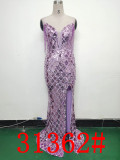 Women Herringbone Lace-Up Symphony Beaded Evening Dress