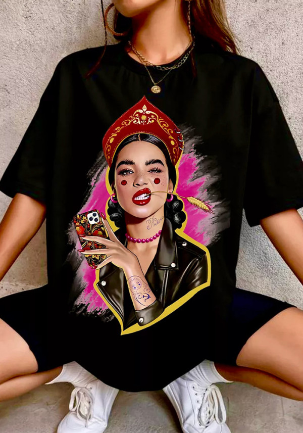 Women Summer Trendy Printed Short-Sleeved T-Shirt