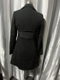 Women Backless Double-breasted Blazer Dress