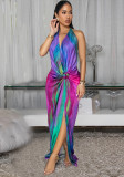 Women Elegant Sexy Lace-Up Print Dress