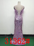 Women Herringbone Lace-Up Symphony Beaded Evening Dress