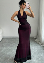Women Summer Sexy Halter Neck Mesh Sleeveless Dress