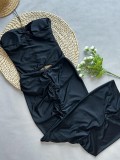 Women sexy bikini solid Swimwear  beach dress