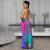 Women Elegant Sexy Lace-Up Print Dress