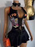 Women Sexy Printed Drawstring T-Shirt