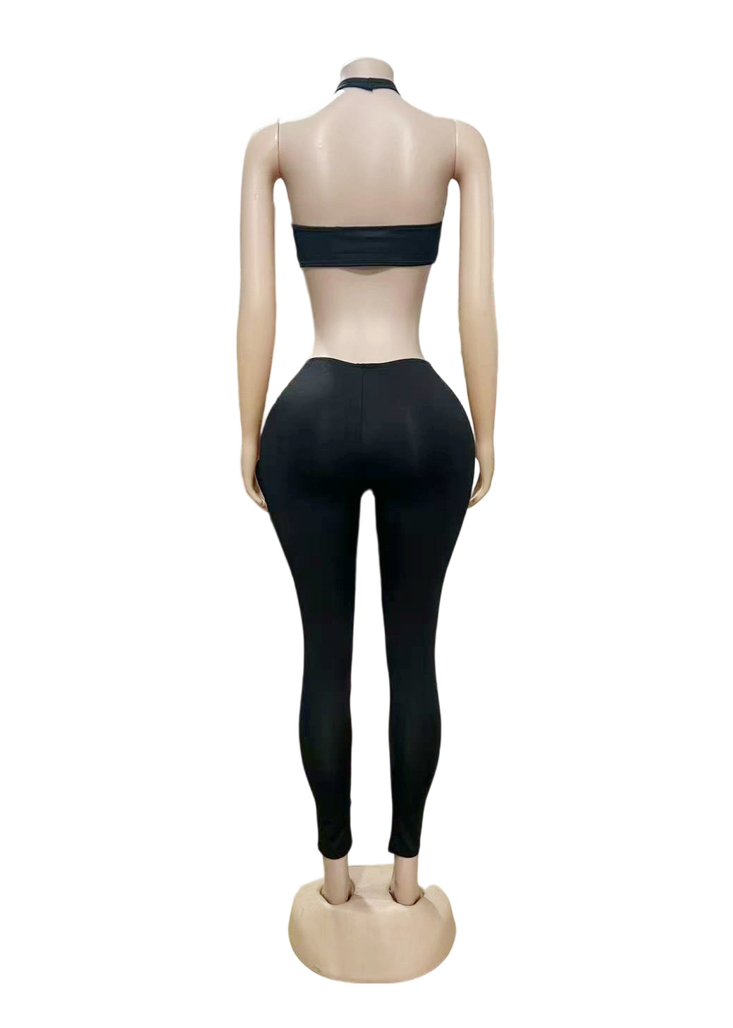 Women Sexy Strapless Halter Neck Top and Pants Two-Piece Set