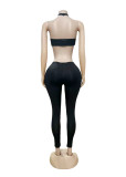 Women Sexy Strapless Halter Neck Top and Pants Two-Piece Set