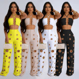 Women Sexy Top and Ripped Pants 2-piece Set