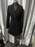 Women Backless Double-breasted Blazer Dress