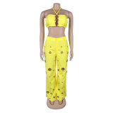 Women Sexy Top and Ripped Pants 2-piece Set