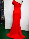 Spring Elegant One Shoulder Slit Cocktail Eevening Dress