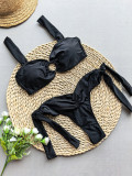 Women sexy bikini printed lace-up Swimwear