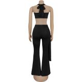 Women Sexy Summer Strapless Lace-Up Two-Piece Set