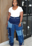 Women patchwork Colorblock Tassel Denim Pants
