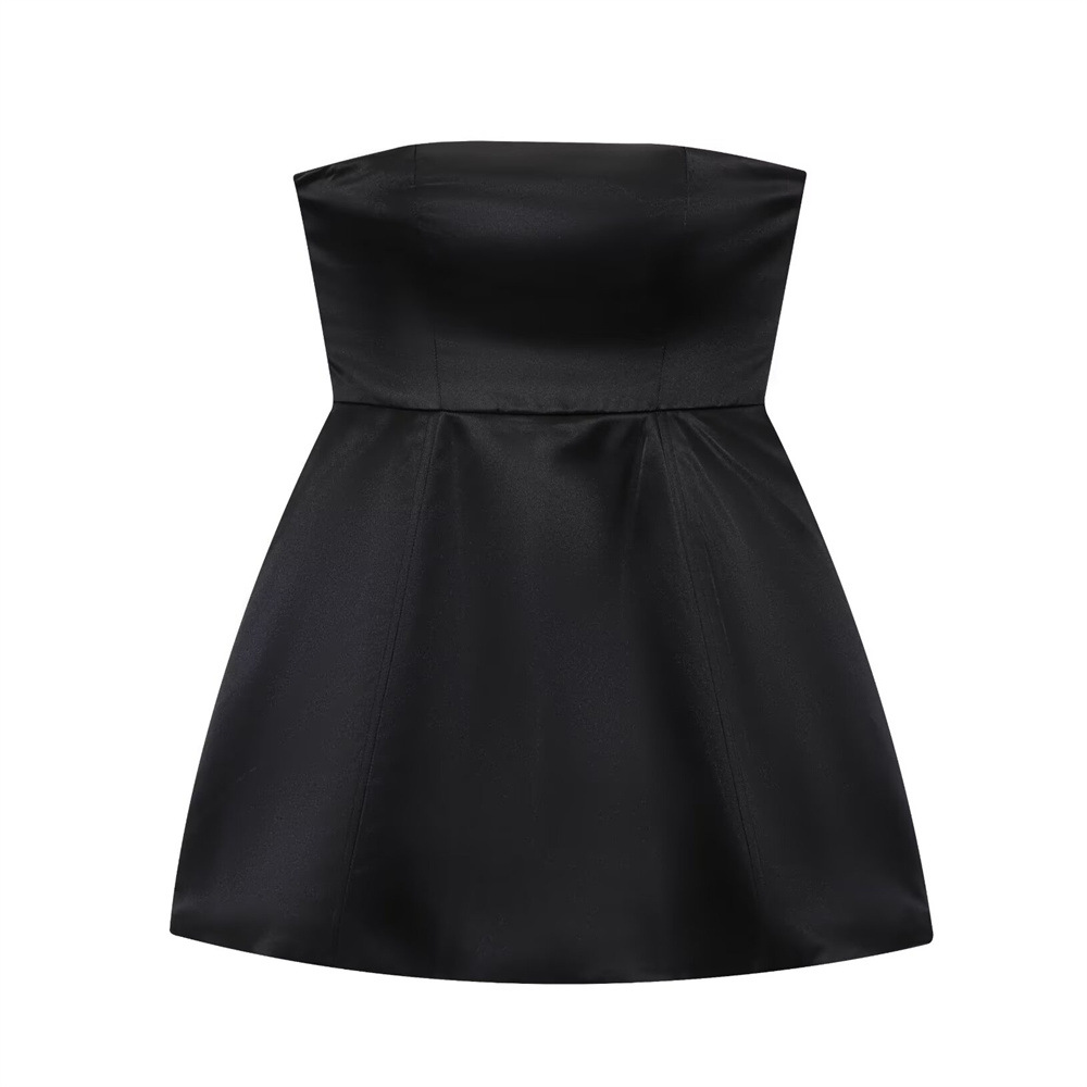 Women summer sexy solid sleeveless strapless dress