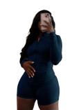 Women spring/summer casual sexy long-sleeved top and shorts two-piece set