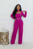 Elegant Cutout Neck Long Sleeve Wide-Leg Jumpsuit