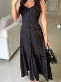 Plus Size Strap Button-Down Slit Patchwork Dress