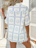 Bohemian Print Holiday Casual Short-Sleeve Shorts Set