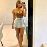 Women's Multi-Pocket Bodycon Denim Skirt