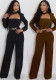 Elegant Cutout Neck Long Sleeve Wide-Leg Jumpsuit