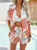 Bohemian Print Holiday Casual Short-Sleeve Shorts Set