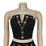 Women's Casual Sexy Strapless Top & Skirt Set