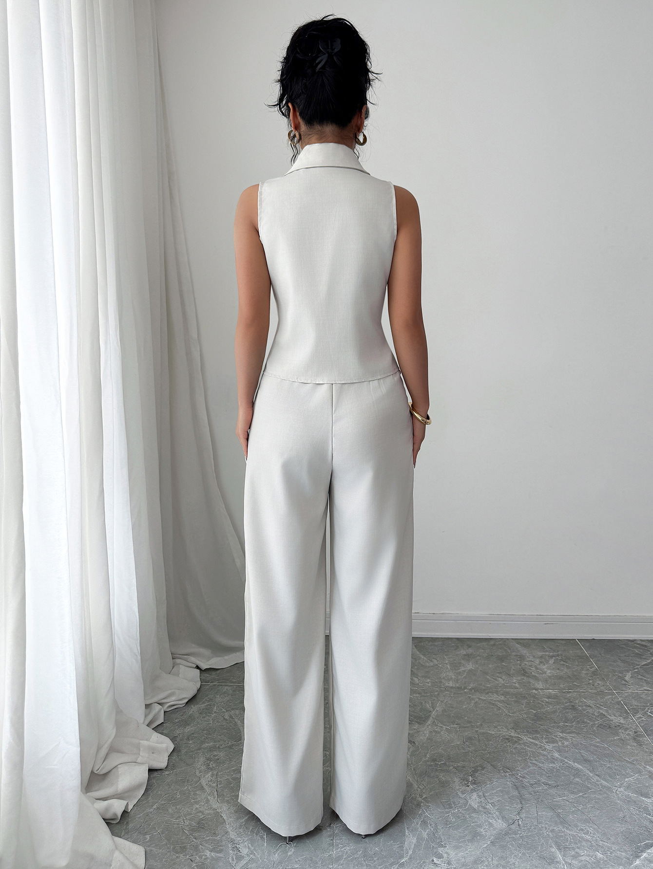 French Holiday Button-Down Vest & Pants Set