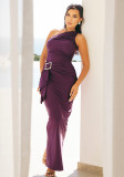 Sexy One-Shoulder Ruffle Bodycon Maxi Dress