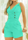 Strap Turndown Collar Cargo Short Jumpsuit