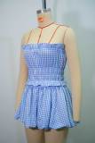Fall Striped Strapless Puff Sleeve Top & Flared Skirt Set