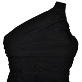 Sexy One-Shoulder Ruffle Bodycon Maxi Dress