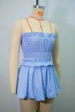 Fall Striped Strapless Puff Sleeve Top & Flared Skirt Set
