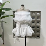 Off-Shoulder Bubble Sleeve Floral Mini Dress with Matching Shorts