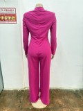 Elegant Cutout Neck Long Sleeve Wide-Leg Jumpsuit