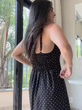 Plus Size Strap Button-Down Slit Patchwork Dress
