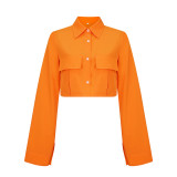 Fall Casual Pocket Short-Sleeve Shirt