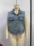 Summer Casual Loose Rhinestone Denim Vest