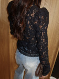 Summer Chic Career Lace Stand Collar Fitted Blouse