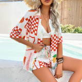 Bohemian Print Holiday Casual Short-Sleeve Shorts Set