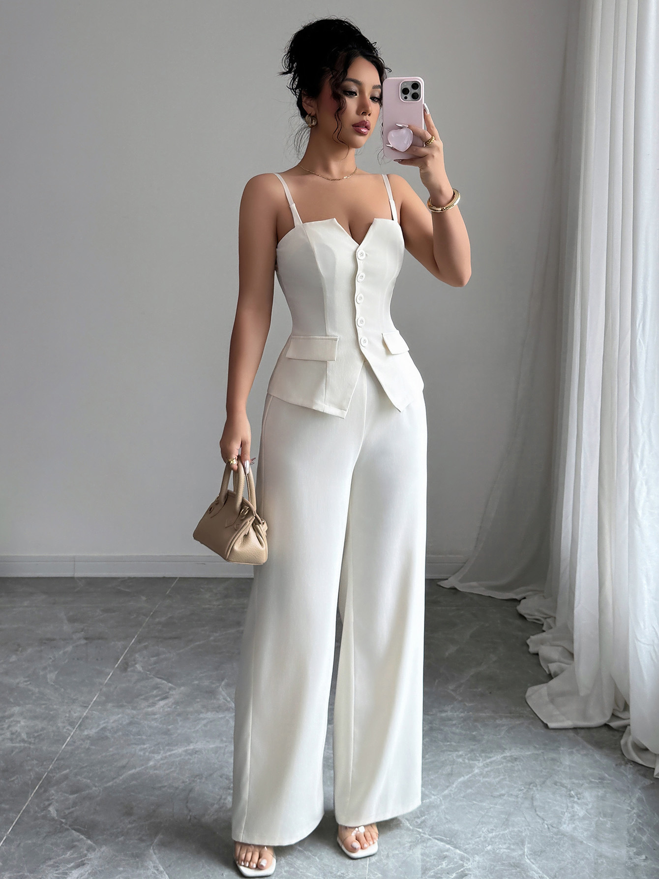Chic Casual Sleeveless Vest & Wide-Leg Pants Set