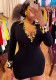 Leopard Print Deep V Turndown Collar Tight-Fitting Bodycon Dress