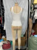 Spring/Summer Knitted Fitted V-Neck Sleeveless Top