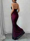 Women Summer Sexy Halter Neck Mesh Sleeveless Dress