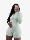 Women spring/summer casual sexy long-sleeved top and shorts two-piece set