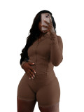Women spring/summer casual sexy long-sleeved top and shorts two-piece set