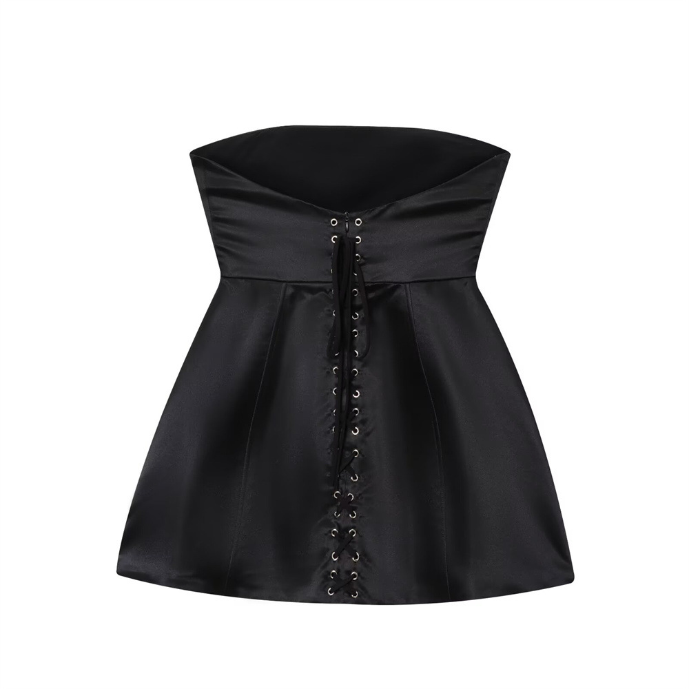 Women summer sexy solid sleeveless strapless dress