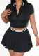 Women's Summer Skirt & Turndown Collar Short-Sleeve Top Two-Piece Set