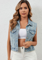 Summer Casual Loose Rhinestone Denim Vest